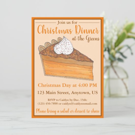 Sweet Potato Pie Kerstmis Thanksgiving Diner Kaart (Staand voorkant)