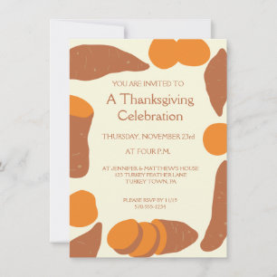Sweet Potatoes Illustrations Thanksgiving Party Kaart
