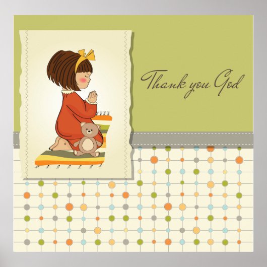 Sweet Praying Girl Thank You God Poster (Voorkant)