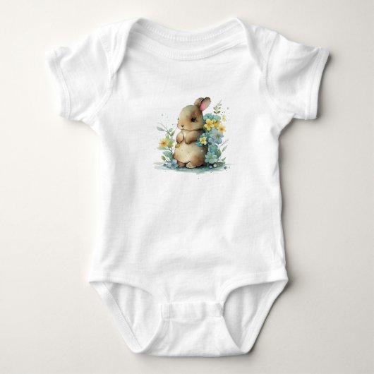 Sweet Precious Bunny Konijn in Bloemen Romper (Voorkant)
