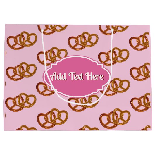 Sweet Pretzel Patroon & eigen naam of groet roze Groot Cadeauzakje (Achterkant)