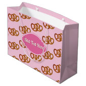 Sweet Pretzel Patroon & eigen naam of groet roze Groot Cadeauzakje (Achterkant Gekanteld)