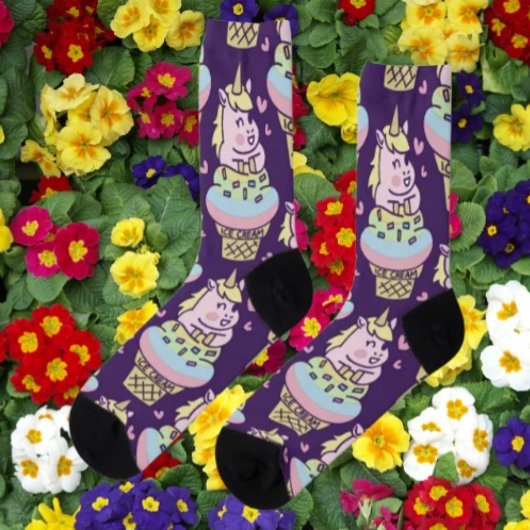 Sweet Pride Unicorn Ice Cream Paarse Sokken