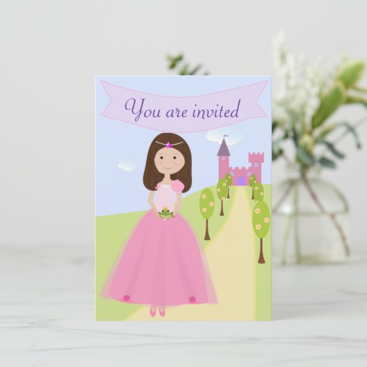 Sweet Princess Birthday Uitnodiging (Staand voorkant)