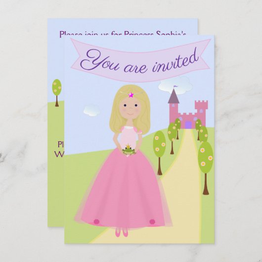 Sweet Princess Birthday Uitnodiging (Voorkant / Achterkant)