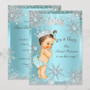 Sweet Princess Girl Baby shower Blauwgroen Brunett Kaart