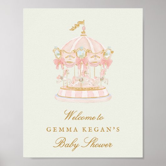 sweet princess green sage baby shower welcome sign poster (Voorkant)
