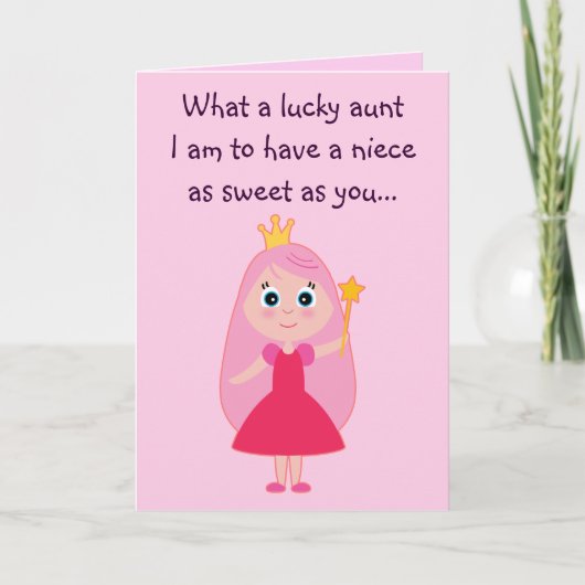Sweet Princess Happy Birthday Tante voor nichtje Kaart (Voorkant)