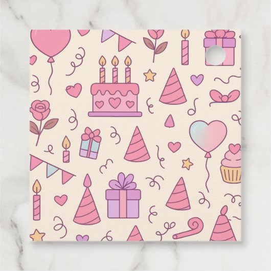 Sweet Princess Party Celebration Pattern Bedankjes Labels (Achterkant)