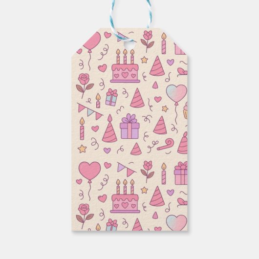 Sweet Princess Party Celebration Pattern Cadeaulabel (Achterkant)