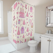 Sweet Princess Party Celebration Pattern Douchegordijn (In situ)