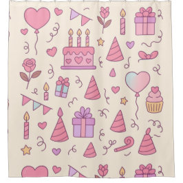 Sweet Princess Party Celebration Pattern Douchegordijn