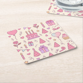 Sweet Princess Party Celebration Pattern Kartonnen Onderzetters