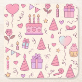 Sweet Princess Party Celebration Pattern Kartonnen Onderzetters (Voorkant)