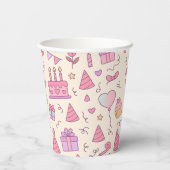Sweet Princess Party Celebration Pattern Papieren Bekers (Achterkant)