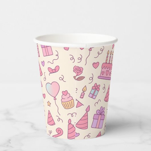 Sweet Princess Party Celebration Pattern Papieren Bekers (Rechts)