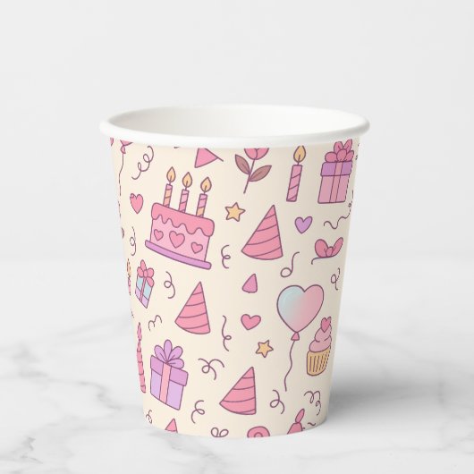 Sweet Princess Party Celebration Pattern Papieren Bekers (Voorkant)