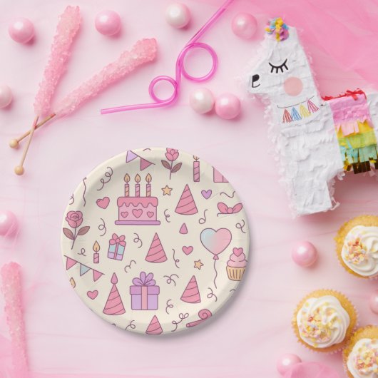 Sweet Princess Party Celebration Pattern Papieren Bordje (Feest)