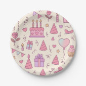 Sweet Princess Party Celebration Pattern Papieren Bordje (Voorkant)
