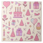 Sweet Princess Party Celebration Pattern Tegeltje (Voorkant)