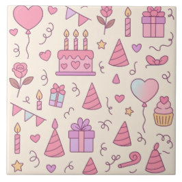 Sweet Princess Party Celebration Pattern Tegeltje