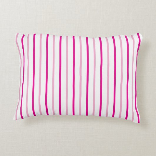 Sweet Princess Pink White Stripes Naam Accent Kussen (Achterkant)