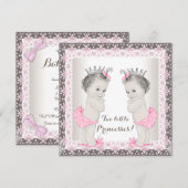 Sweet Princess Twin Roze en bruin Baby shower Kaart (Voorkant / Achterkant)