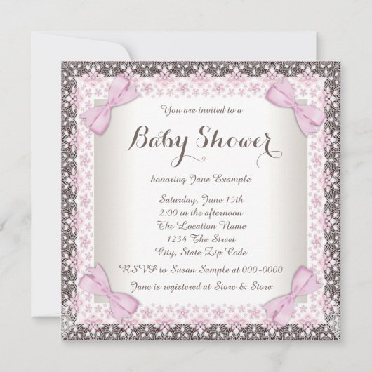 Sweet Princess Twin Roze en bruin Baby shower Kaart (Achterkant)