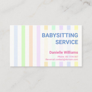 Sweet Professional Pastel Stripes Babyzittend Visitekaartje