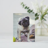 Sweet Pug Puppy "Puppy Love" Briefkaart (Staand voorkant)