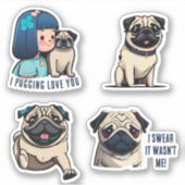Sweet Pug Stickers Set (Voorkant)