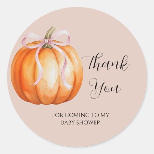 Sweet Pumpkin Baby Shower Thank You Ronde Sticker (Voorkant)