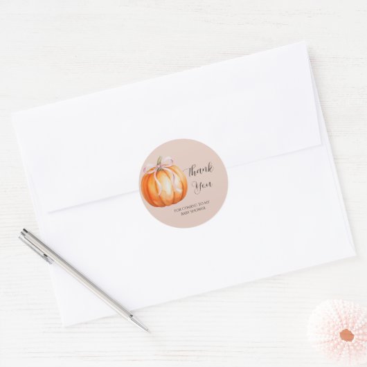Sweet Pumpkin Baby Shower Thank You Ronde Sticker (Envelop)