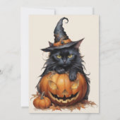 Sweet Pumpkin Black Cat Halloween Party Uitnodigin Kaart (Achterkant)