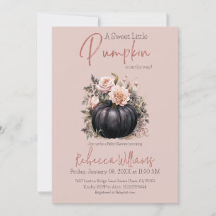 Sweet Pumpkin Blush Pink Floral Herfst Baby shower Kaart