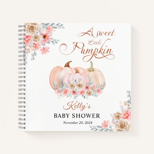 Sweet Pumpkin Floral Baby shower Guess Boek (Voorkant)