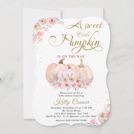Sweet Pumpkin Floral Baby shower Kaart (Voorkant)