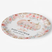 Sweet Pumpkin Floral Baby shower Papieren Bordje (Gekanteld)