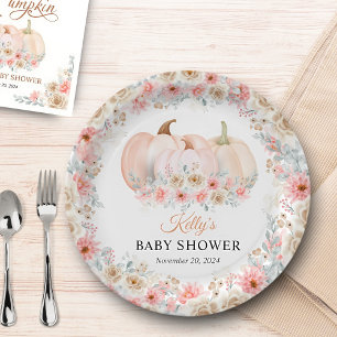 Sweet Pumpkin Floral Baby shower Papieren Bordje