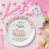 Sweet Pumpkin Floral Baby shower Papieren Bordje (Feest)