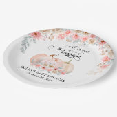 Sweet Pumpkin Floral Baby shower Papieren Bordje (Gekanteld)