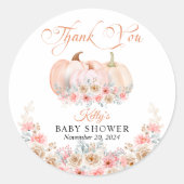 Sweet Pumpkin Floral Baby shower Ronde Sticker (Voorkant)