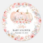 Sweet Pumpkin Floral Baby shower Ronde Sticker (Voorkant)
