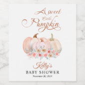 Sweet Pumpkin Floral Baby shower Wijn Etiket (Enkel label)