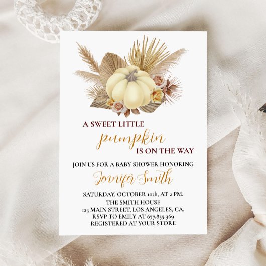 Sweet Pumpkin Herfst Baby shower Invitation Kaart