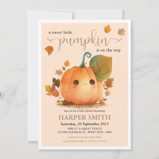Sweet Pumpkin Herfst Baby shower Kaart (Voorkant)