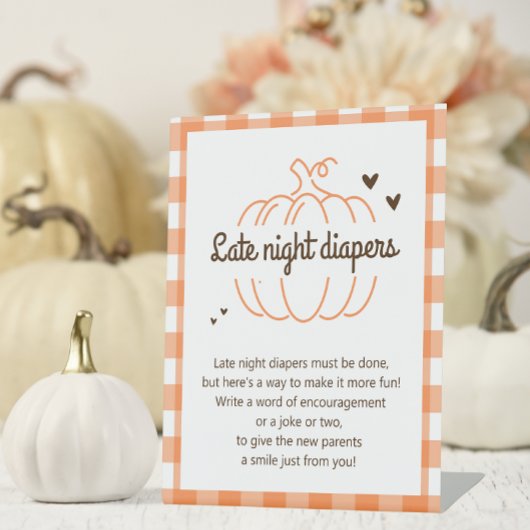 Sweet Pumpkin Herfst Baby shower Late Night Luiers Reclamebord Met Voetstuk