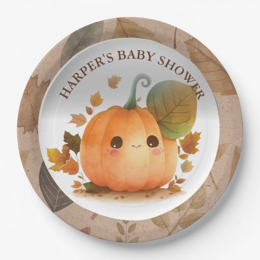 Sweet Pumpkin Herfst Baby shower Papieren Bordje (Voorkant)