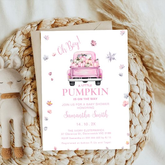 Sweet Pumpkin herfst baby shower Pink Bow Coquette Kaart