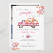 Sweet Pumpkin Pink Baby shower Foto QR-code Kaart (Voorkant / Achterkant)